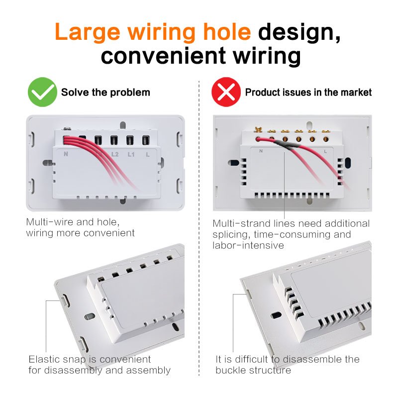 US tecnologia inteligente para el hogar no neutral /neutral tuya wifi touch wall switch smart home casa inteligente smart home
