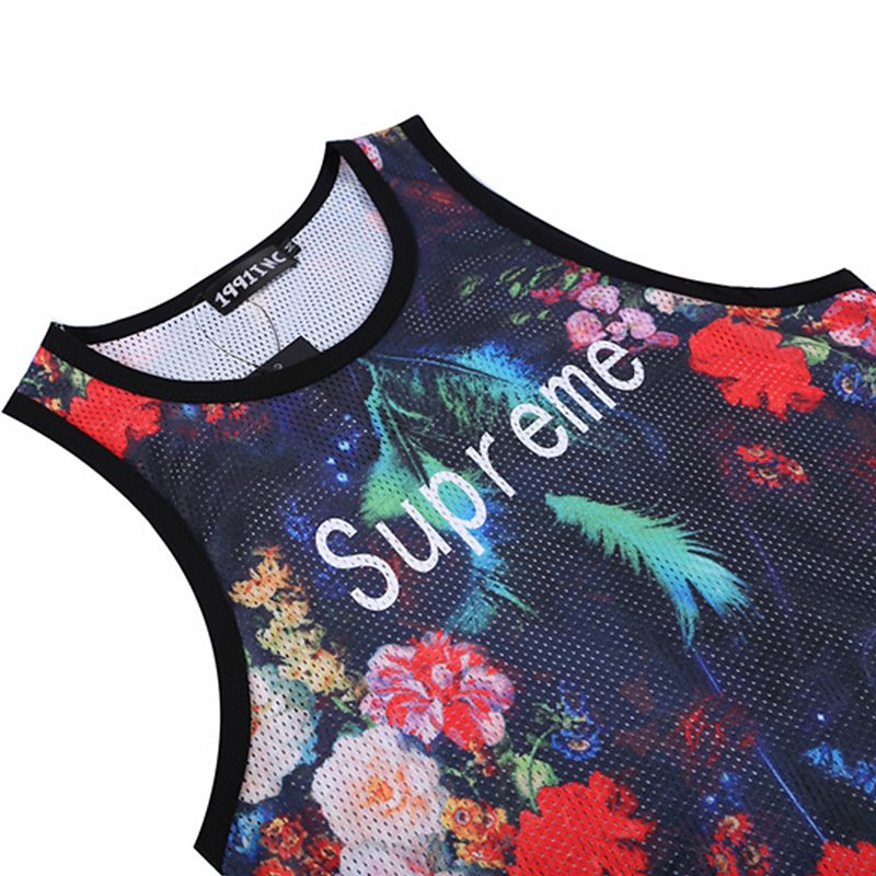 Men's Floral Tank Top Sleeveless Tees All Over Print Casual Sport Gym T-Shirts Hawaii Beach vest