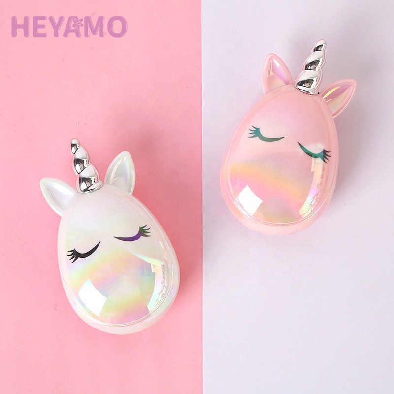 HEYAMO Unicorn Cepillos Para El Cabello Egg Shape Detangling Hair Brush Manufacturers Hairbrush Small Pink Hair Detangler Brush