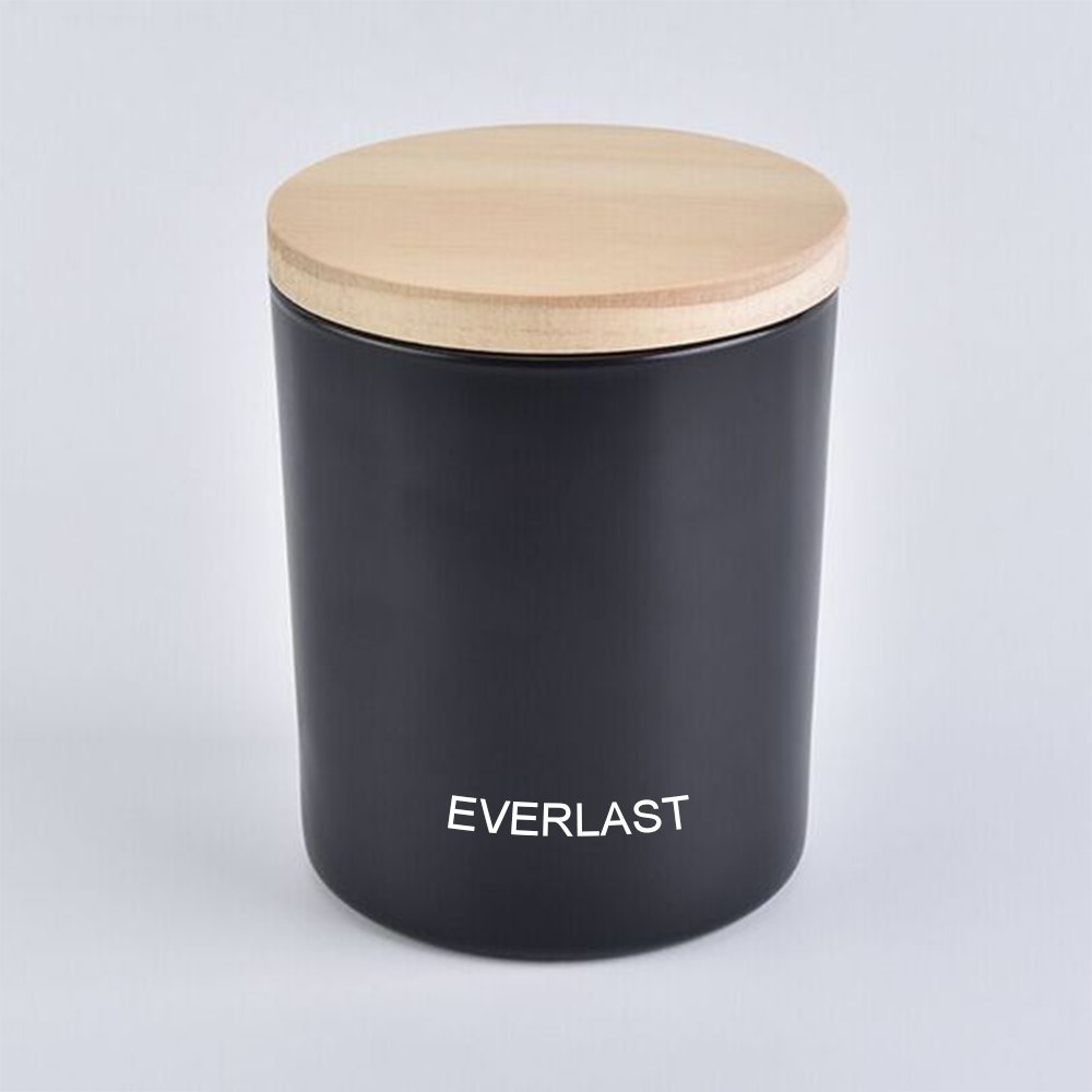 New arrival matte black empty glass candle jars with cork lids 7.5oz 200ml glass holders containers vessels for candles