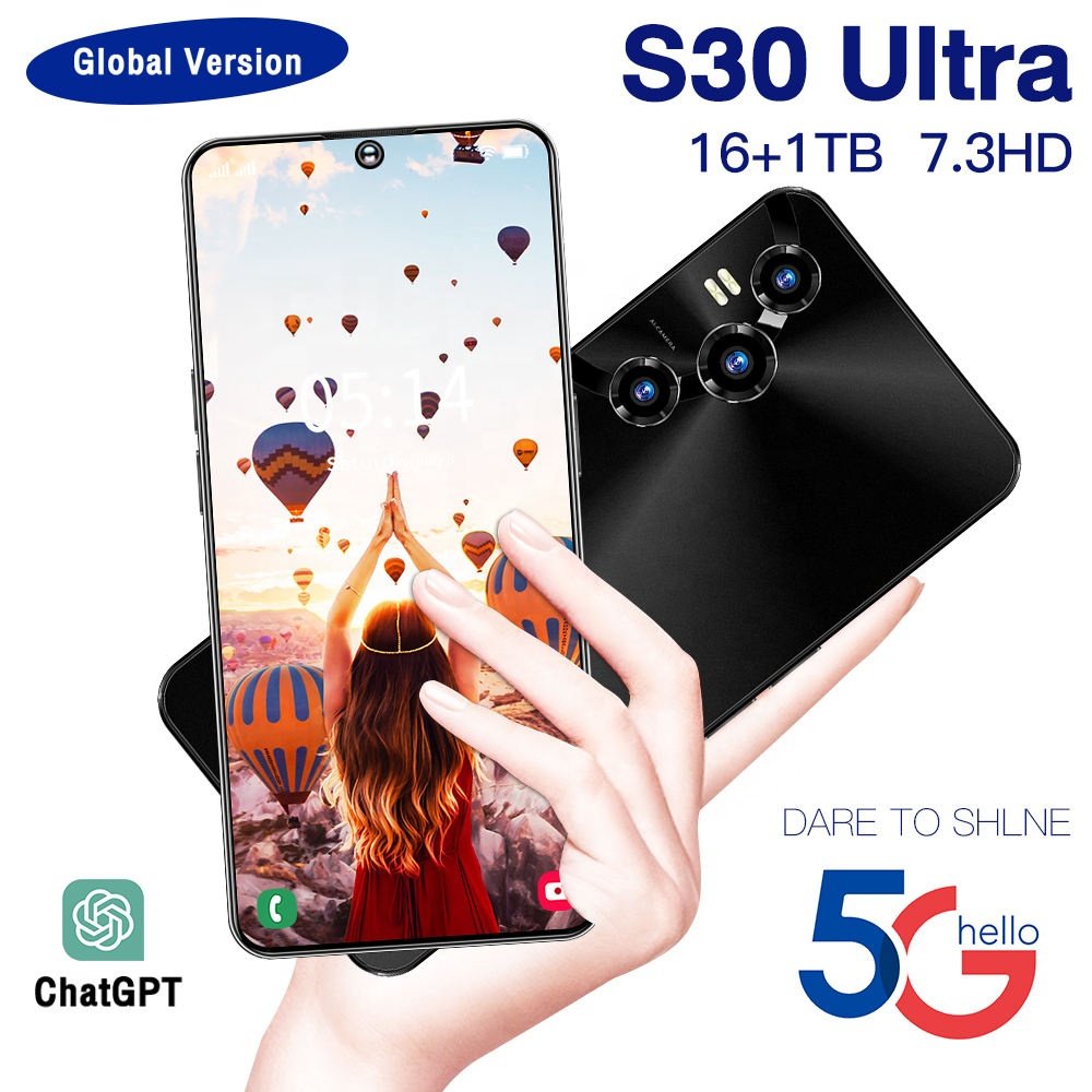 Mobile Phones s30 ultra 5G smartphone 16g+1TB 7.3 Inch Original Android13 Cell Phone Celular Low Price Telephone