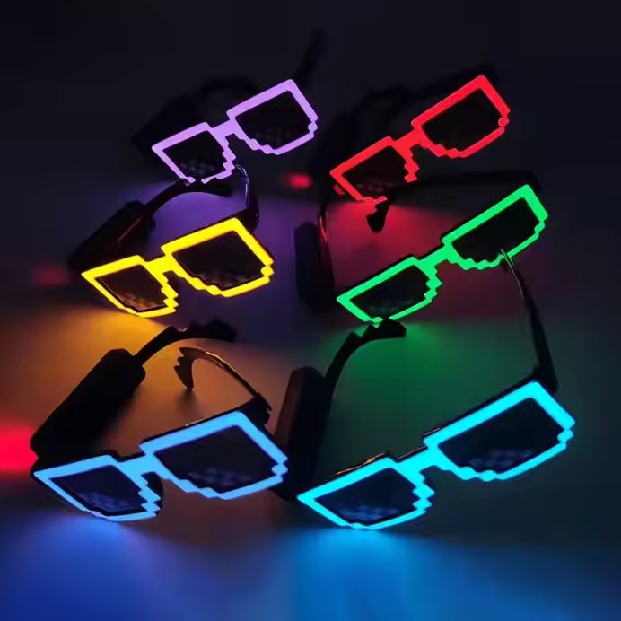 party essentials wholesale products multicolor luminous glow glitter popular EL Product Enthusiasts led luster luminous glasses