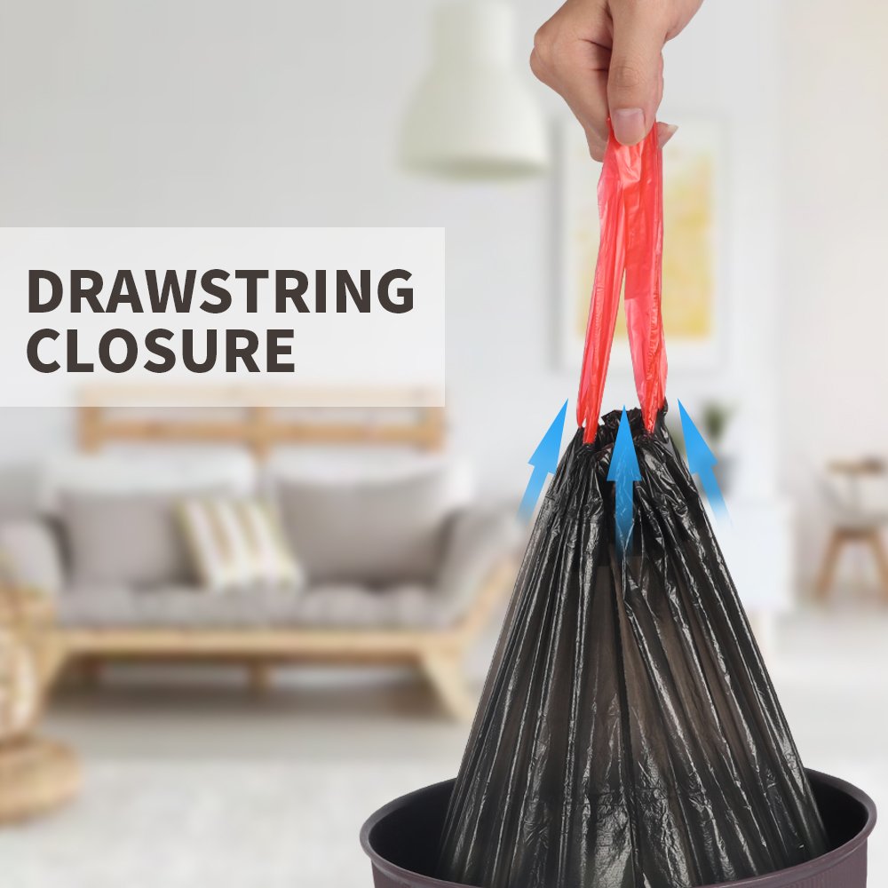 Wholesale Black Household Disposable Eco-friendly Biodegradable Plastic Drawstring Garbage Bag on Roll