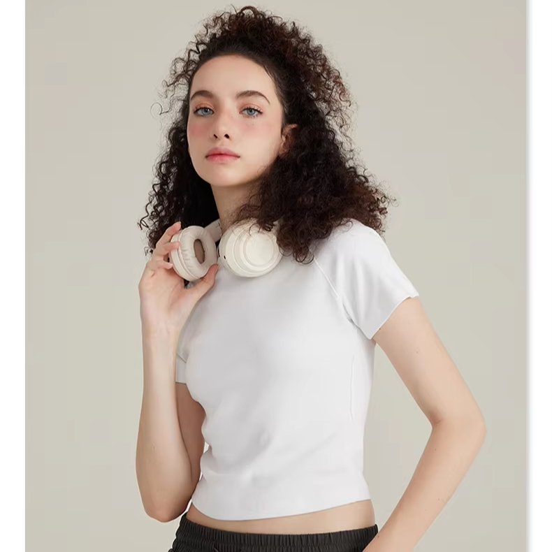 Women's Crop Tops Cotton Custom Graphic T-Shirt Y2K Blank Baby T-Shirt Slim Fit Crew Neck Women's T-Shirt