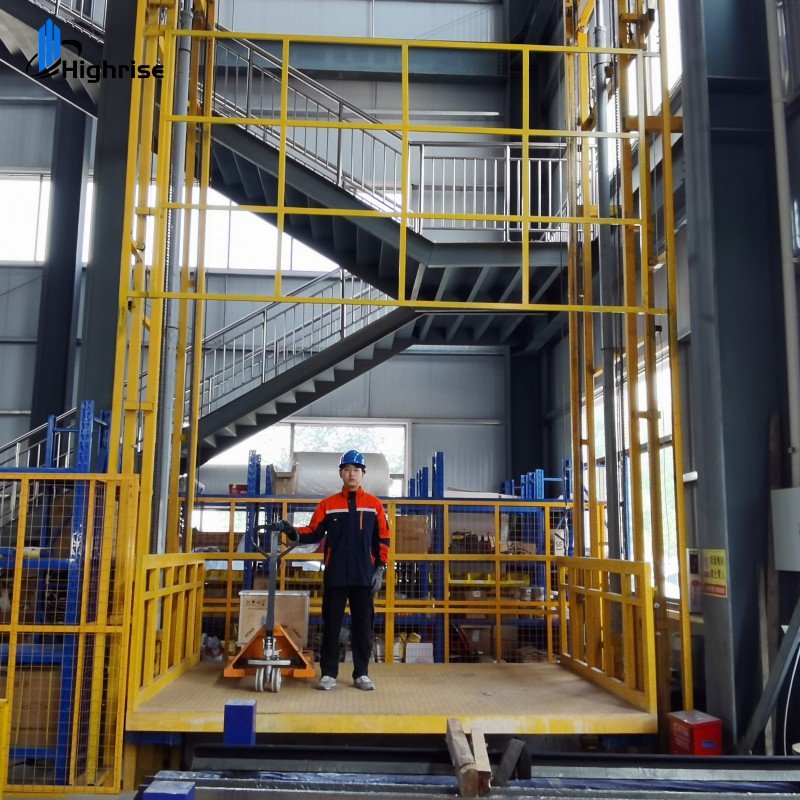 China Factory Hydraulic double guide rail type lifting cargo elevator for warehouse