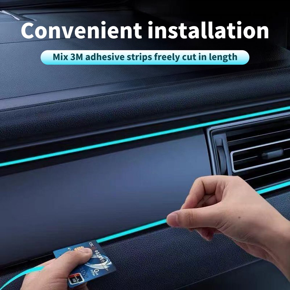 AMS Car Interior LED Atmosphere Lights RGB Neon Ambient Light EL Wire Kit APP Control Fiber Optic Strip Auto Decorative Lamp