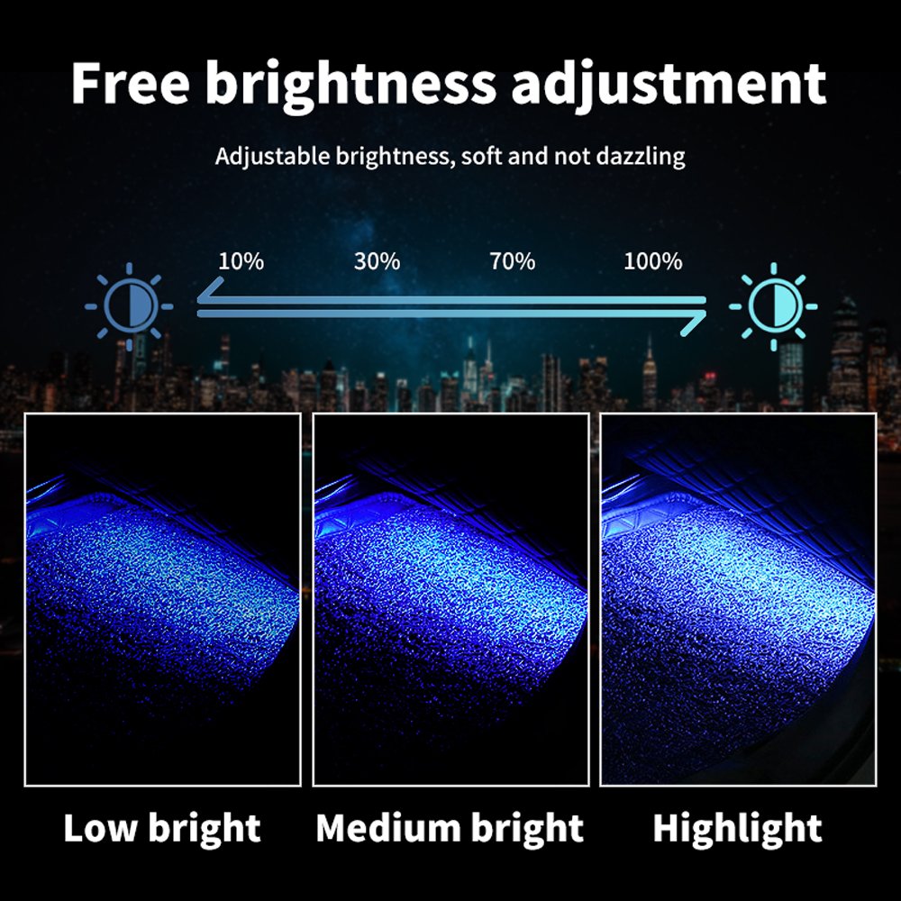 AMS Car Interior LED Atmosphere Lights RGB Neon Ambient Light EL Wire Kit APP Control Fiber Optic Strip Auto Decorative Lamp