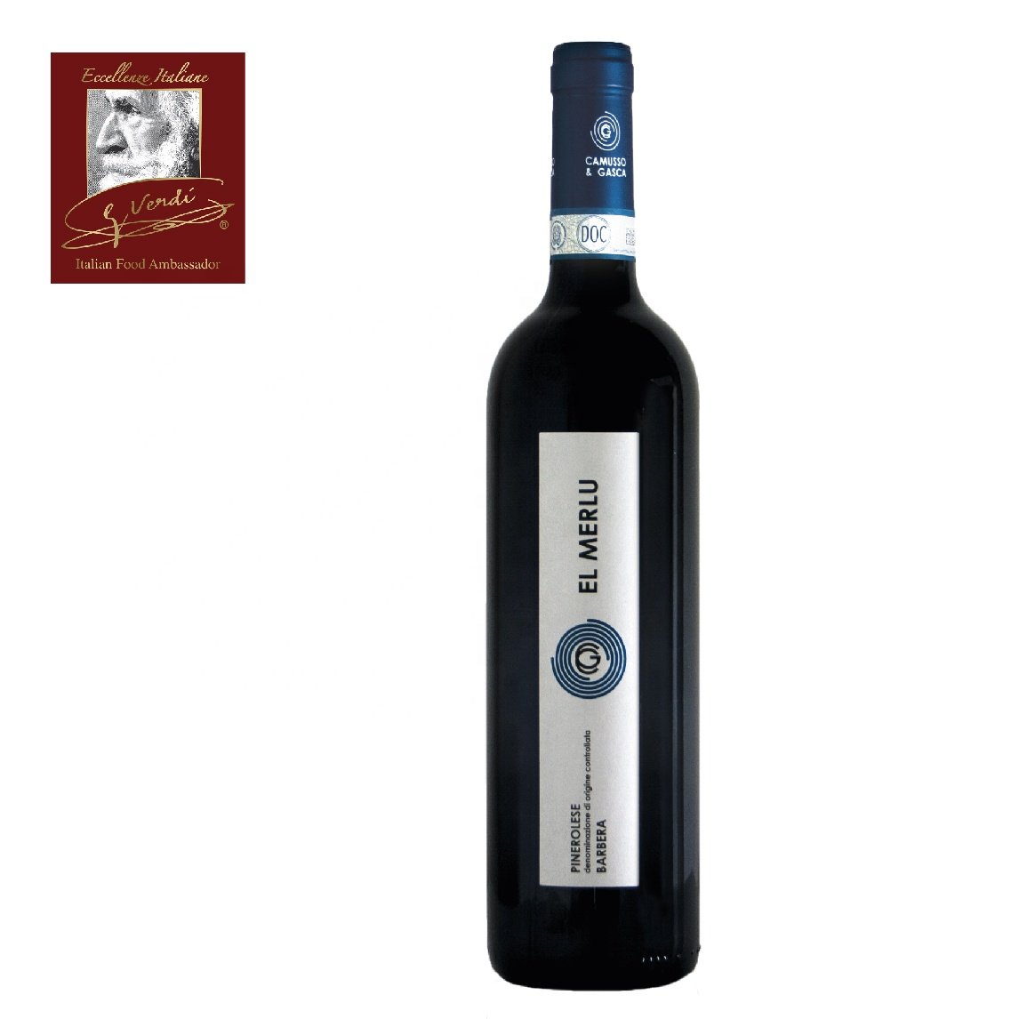 750 ml Barbera Pinerolese Doc El Merlu Giuseppe Verdi Selection Red Wine Made in Italy