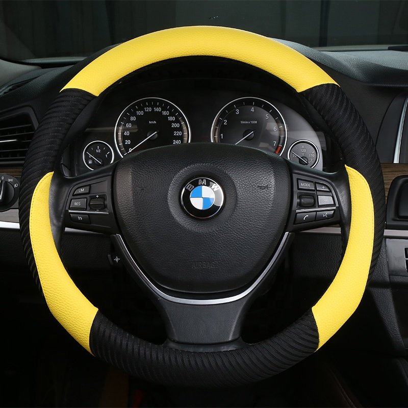 Manufacturer's direct supply of automotive interior general PU material contrast splicing breathable steering wheel cover