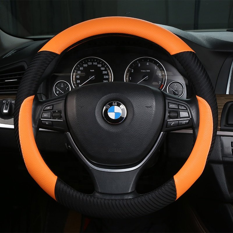 Manufacturer's direct supply of automotive interior general PU material contrast splicing breathable steering wheel cover