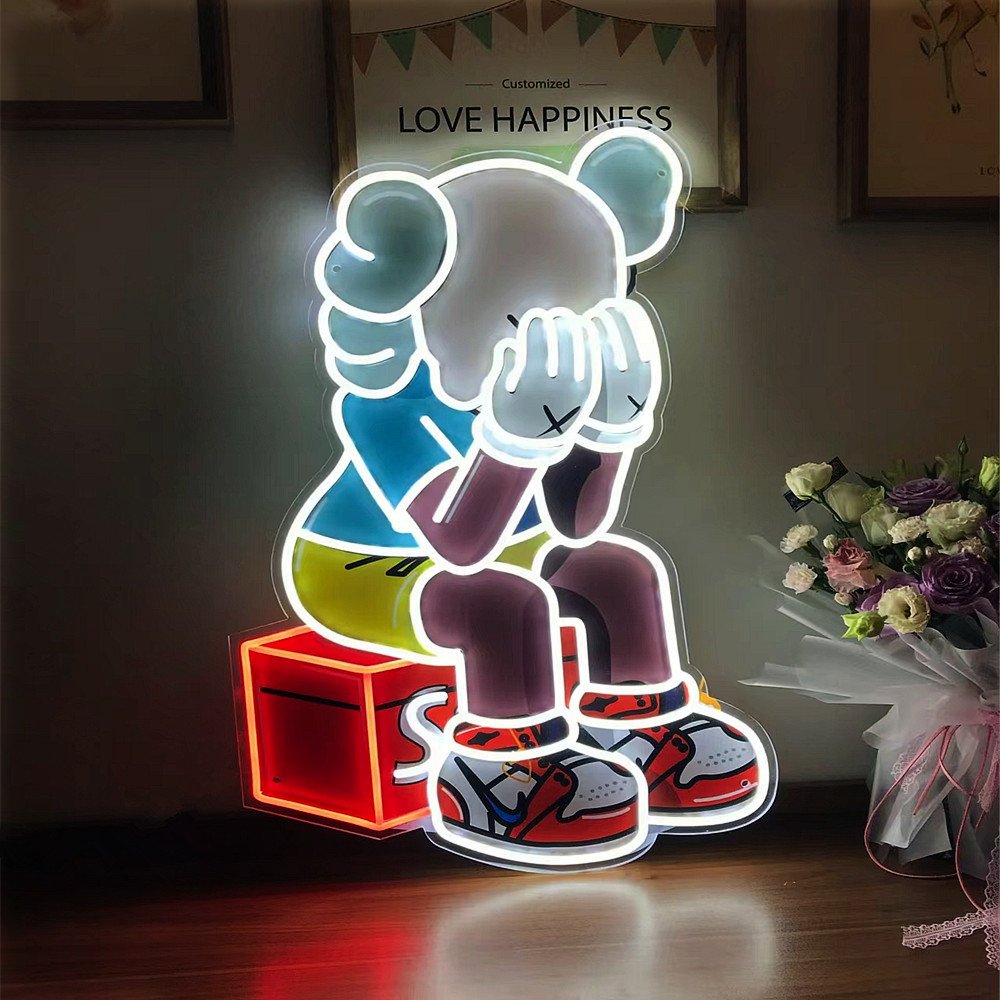 Most Fashion Design LED Cartoon Bear Neon Sign Panel Custom Led Light Neon Sign Teddy Bear Neon Sign Boards