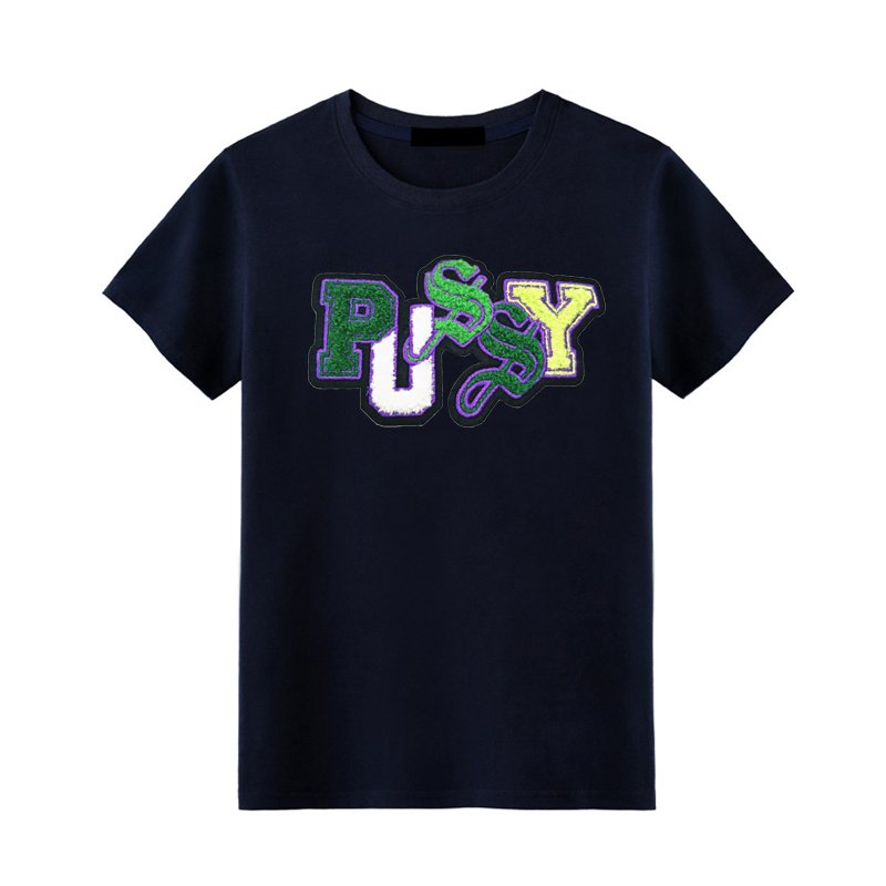 Custom Logo Chenille Embroidery Breathable Cotton Plus Size Men's Tshirt