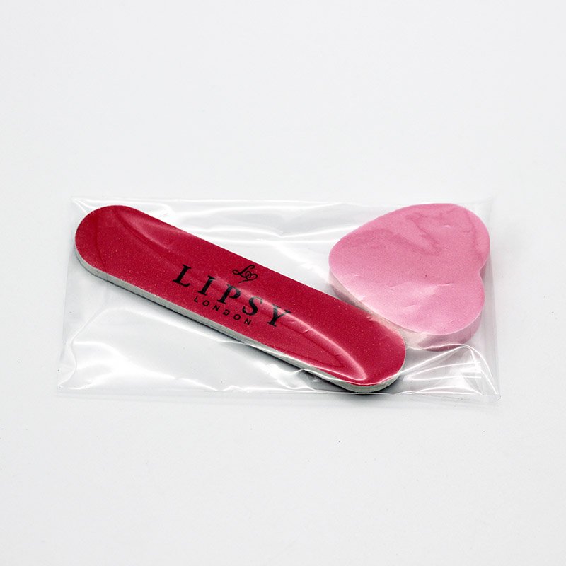 Pink heart nail buffer block and nail file