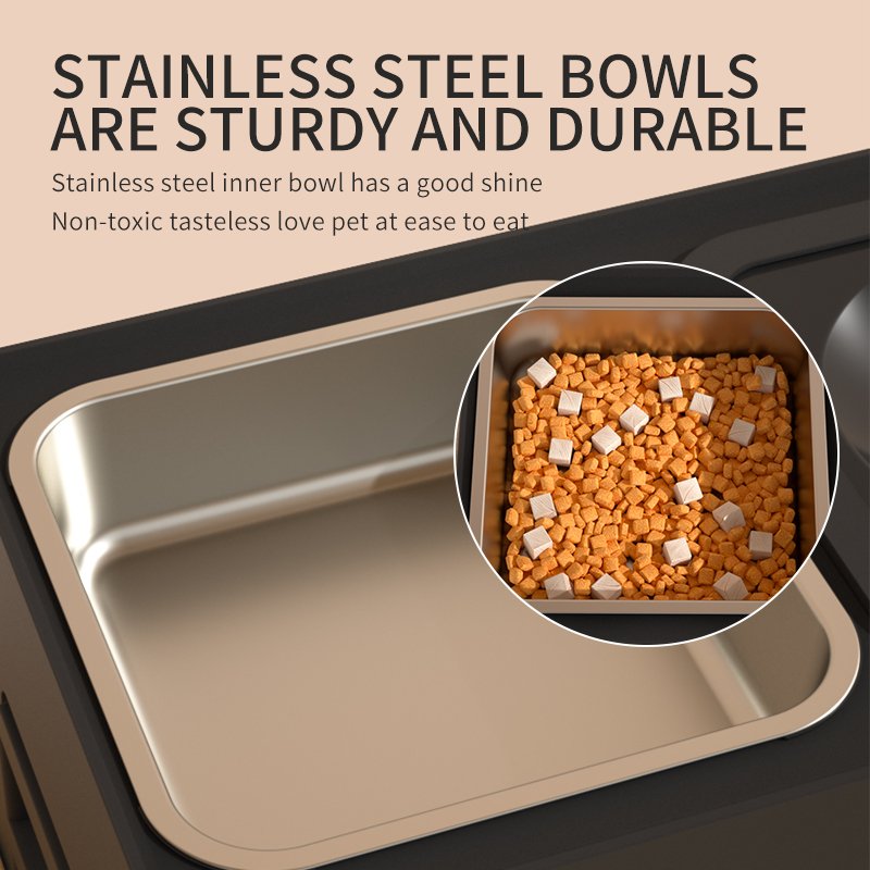 ELSPET Pet Products 2024 Custom Logo Dog Food Bowl Adjustable Raised 3 Dog Bowl Stand Elevated Feeder for Dogs Cats