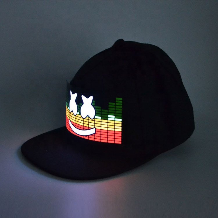 LINLI Wireless Custom Light up EL Hat Sound Activated LED Cap EL Flashing Cap With Inverter For Party