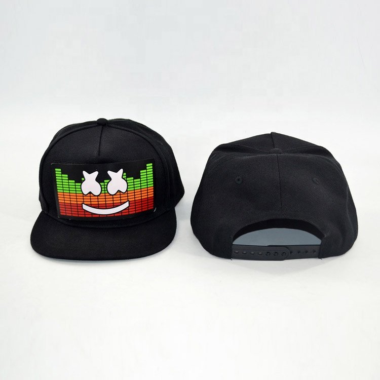 LINLI Wireless Custom Light up EL Hat Sound Activated LED Cap EL Flashing Cap With Inverter For Party