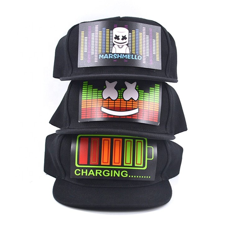 LINLI Wireless Custom Light up EL Hat Sound Activated LED Cap EL Flashing Cap With Inverter For Party