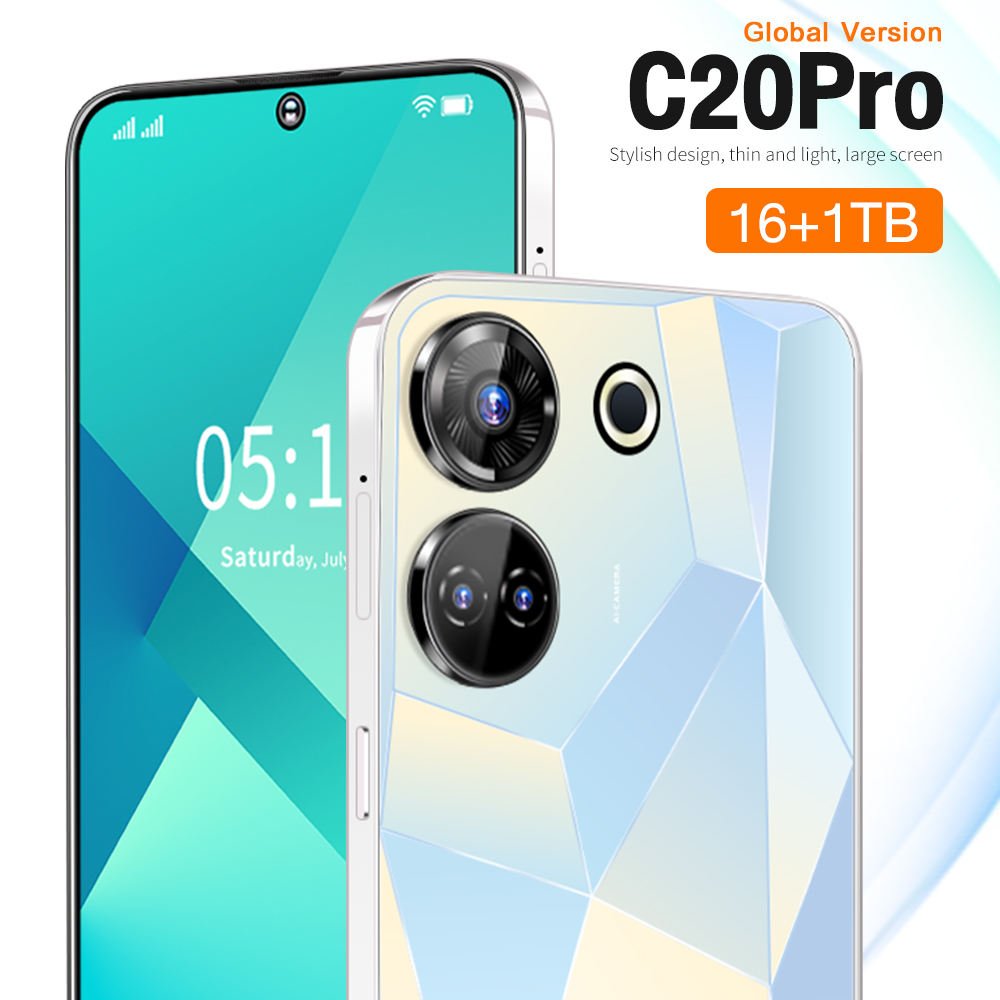 Low Price C20 Pro original phone16+1T 7.3 Inch Smart Mobile Phones Android13 OTG Cell Phone Cellular Telephone