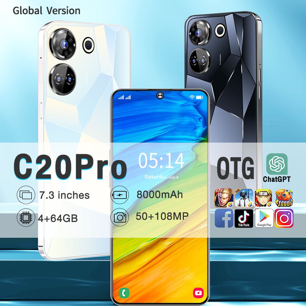 Low Price C20 Pro original phone16+1T 7.3 Inch Smart Mobile Phones Android13 OTG Cell Phone Cellular Telephone
