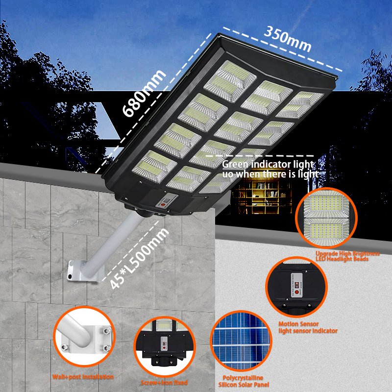 Solar Lamp Motion Sensor Security Lighting 2000w Solar Street Lights LED 10 80 ABS 3 Light Mode Waterproof IP65 DC 6V 5-8 Hours