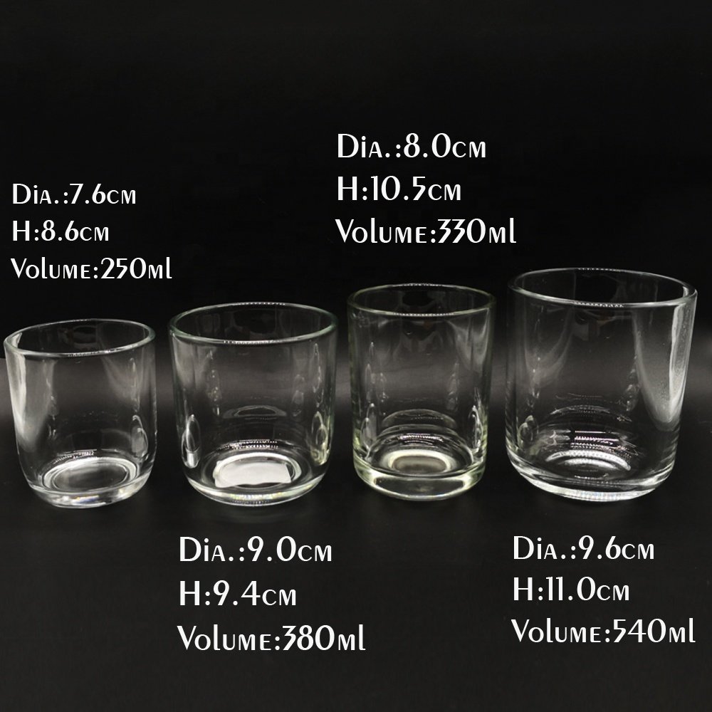 high quality clear glass empty candle jars with lid 200ml 250ml 330ml 350ml 500ml