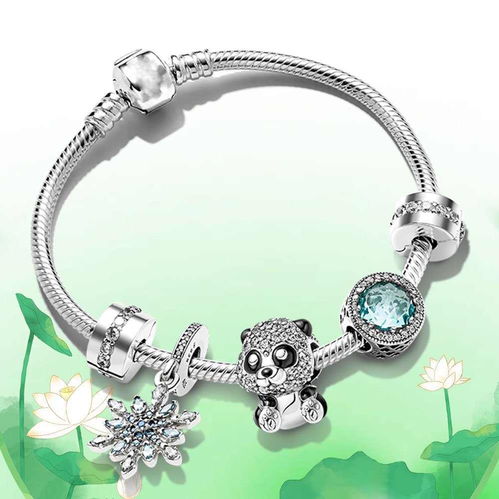El conjunto de pulsera con dijes de oro rosa y plata de ley 925 de alta calidad Original se adapta a dorae con logotipo