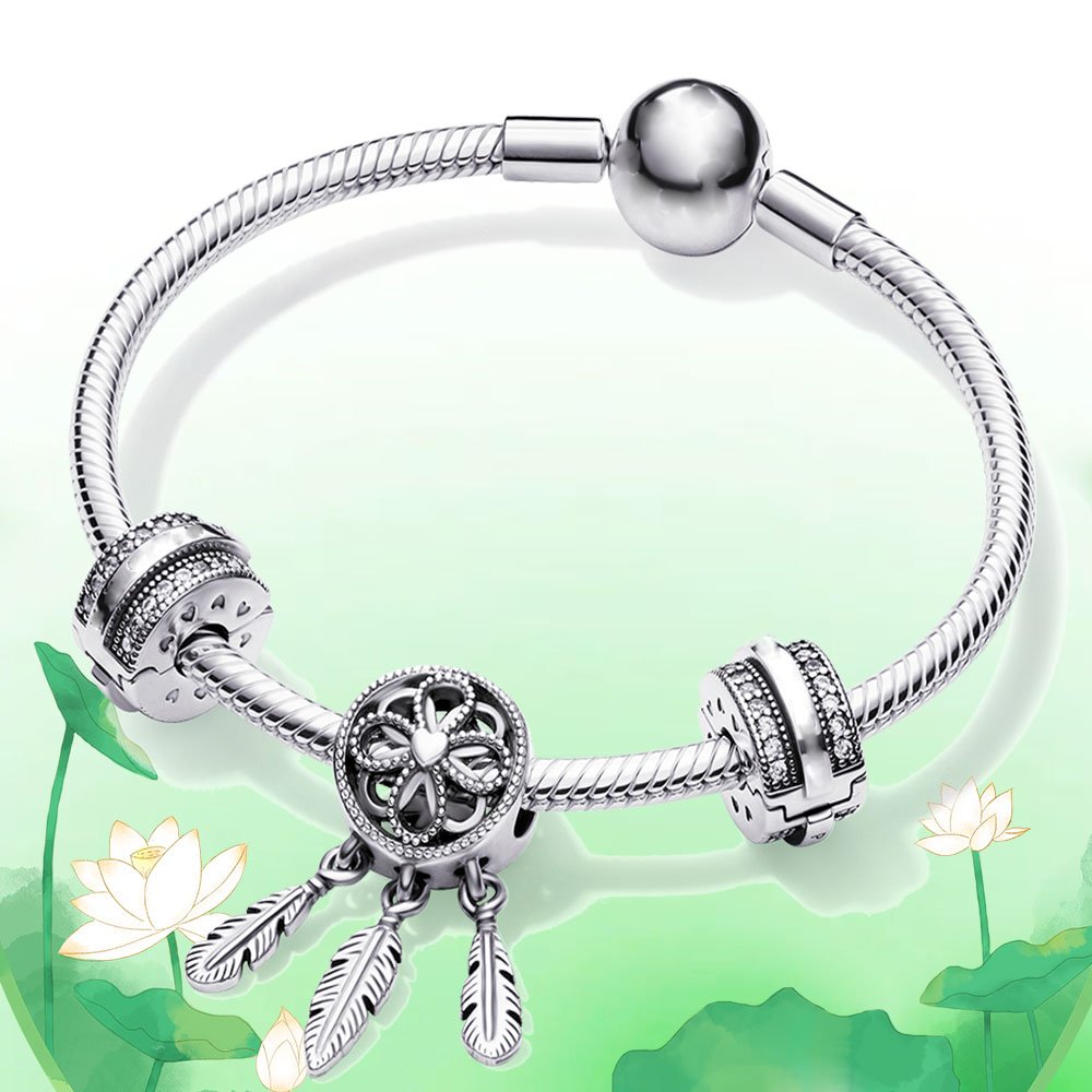 El conjunto de pulsera con dijes de oro rosa y plata de ley 925 de alta calidad Original se adapta a dorae con logotipo