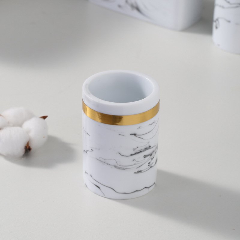 Luxury Bathrooms Decoration Marble Accessories Bathroom Products Productos Para El Bano Bath Set Gold Resin Bathroom Sets