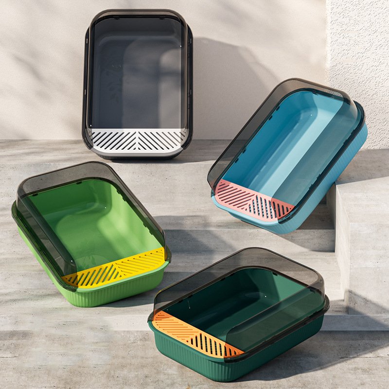 Wholesale Smart Cat Litter Toilet Box Indoor Cat Litter Tray with Scoop Eco-friendly Plastic Cat Litter Box