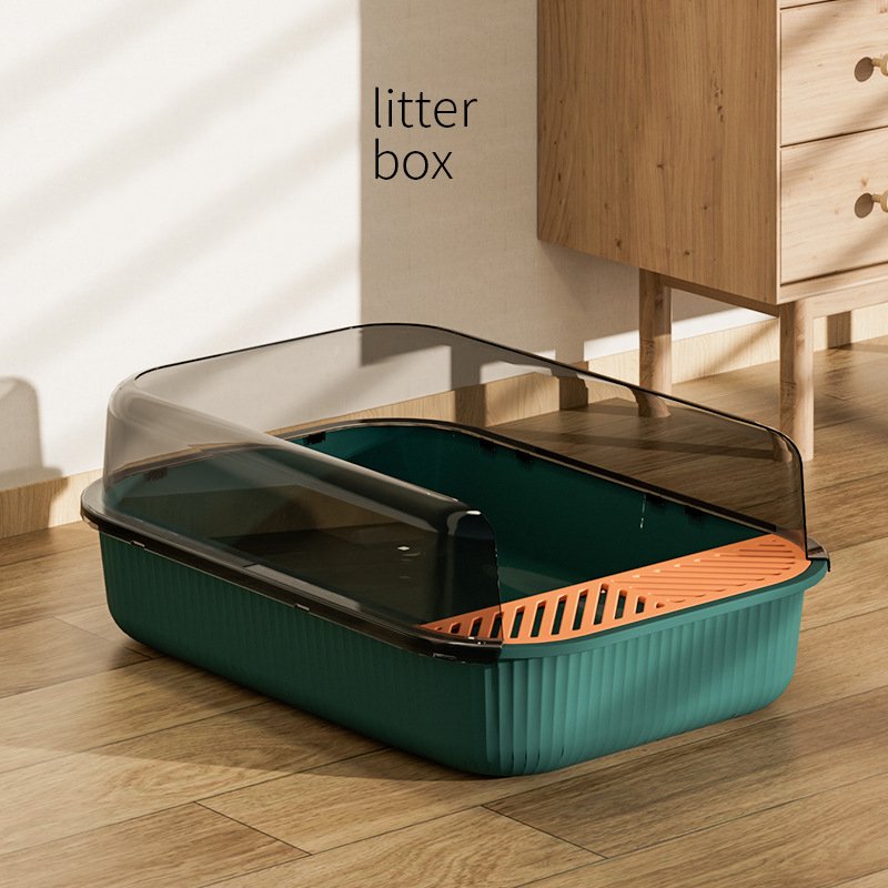 Wholesale Smart Cat Litter Toilet Box Indoor Cat Litter Tray with Scoop Eco-friendly Plastic Cat Litter Box