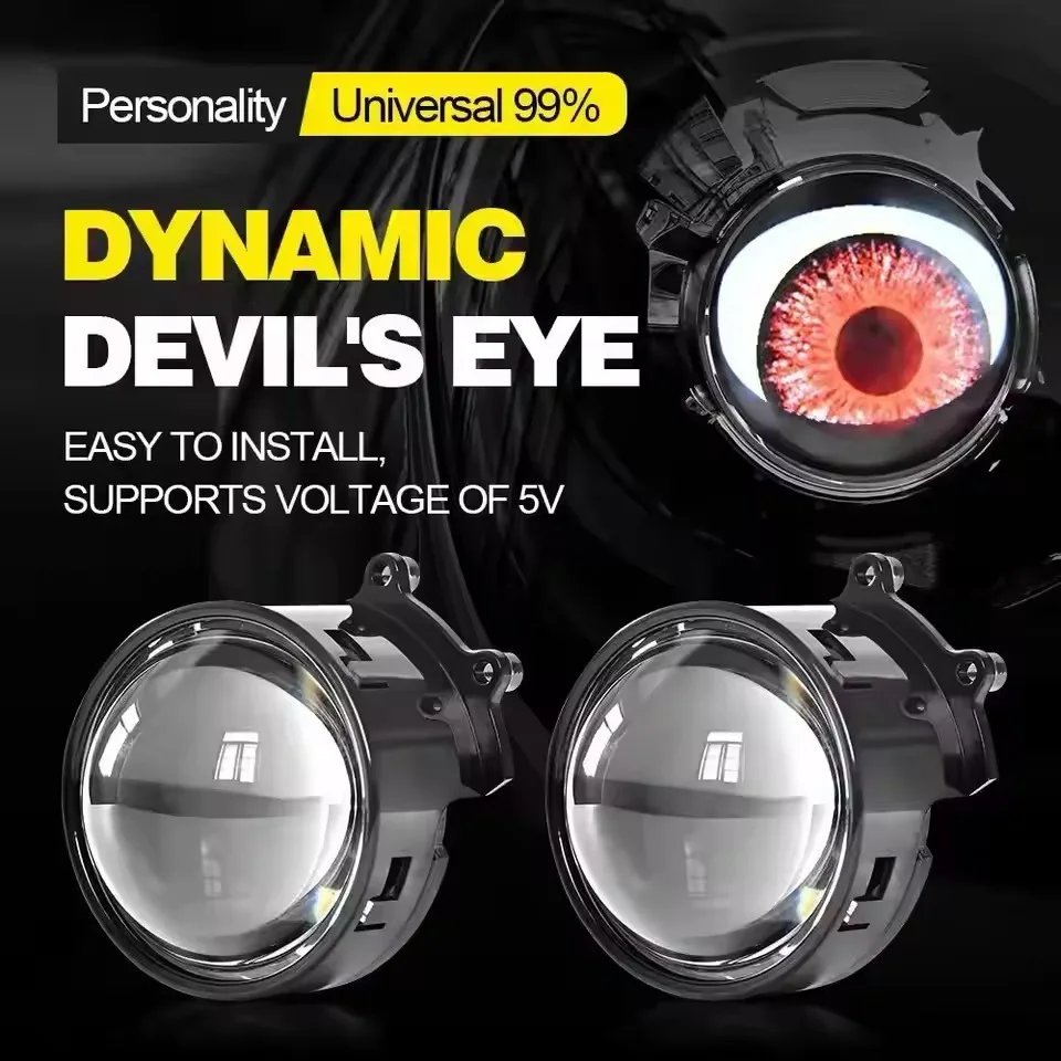 New Arrival Custom LED Devil Eyes Headlights Winking Live Eye Dynamic Car Lights Headlight Projector Retrofit