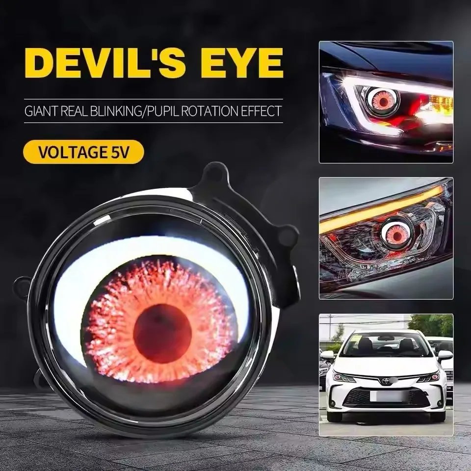 New Arrival Custom LED Devil Eyes Headlights Winking Live Eye Dynamic Car Lights Headlight Projector Retrofit