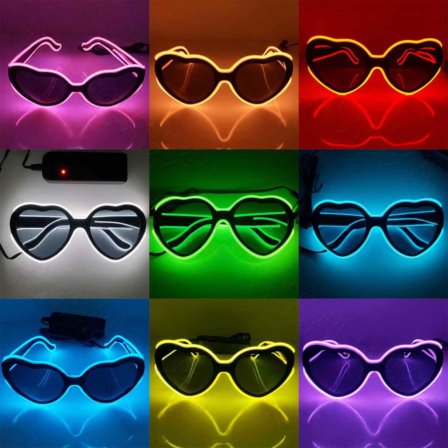 Night Light Glasses Flash Anime Cyberpunk Night Light Party Heart shaped Glasses Party New Unique Products