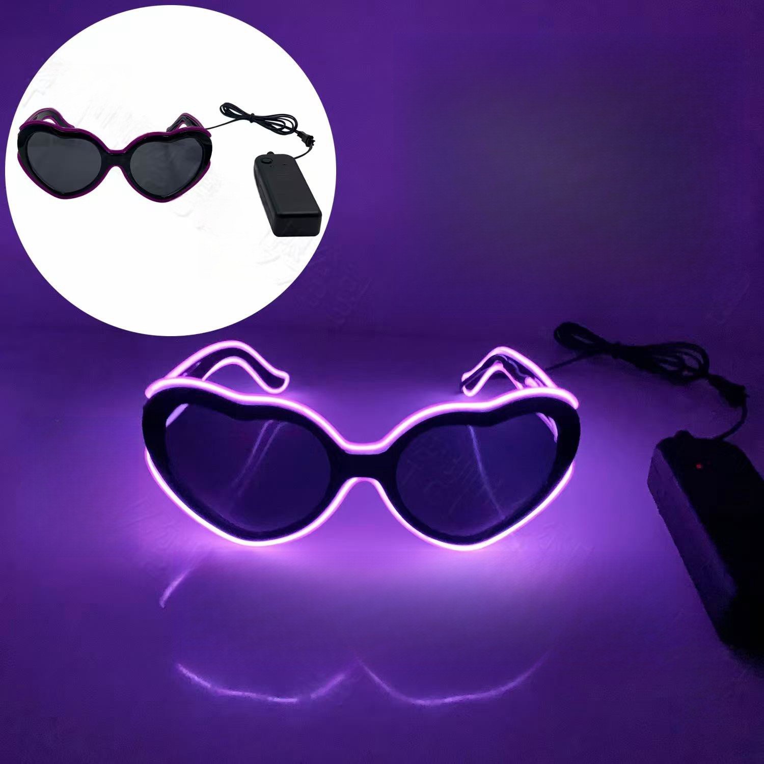 Night Light Glasses Flash Anime Cyberpunk Night Light Party Heart shaped Glasses Party New Unique Products