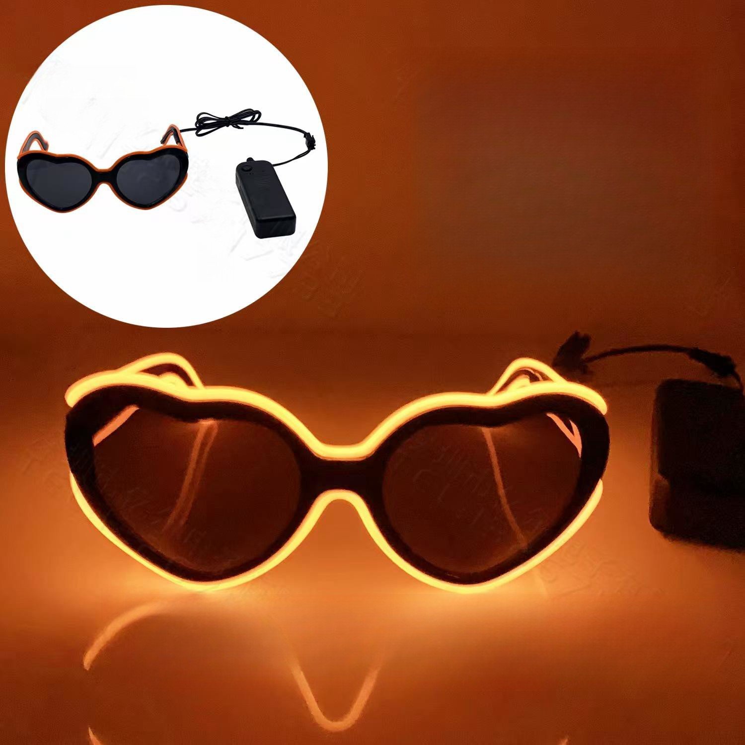 Night Light Glasses Flash Anime Cyberpunk Night Light Party Heart shaped Glasses Party New Unique Products