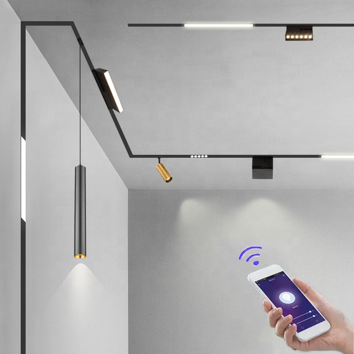 Smart track magnetic lamp 48v 25w 30w dali flush mounted embedded suspension eclairag rail plafond led magnet rail light