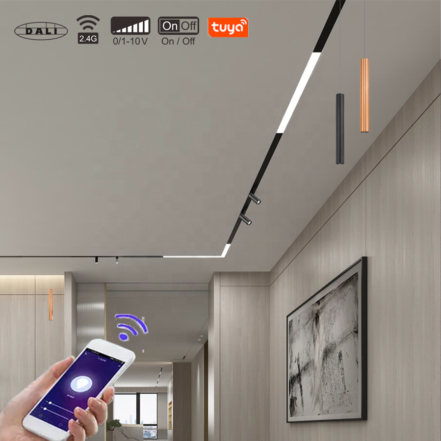 Smart track magnetic lamp 48v 25w 30w dali flush mounted embedded suspension eclairag rail plafond led magnet rail light