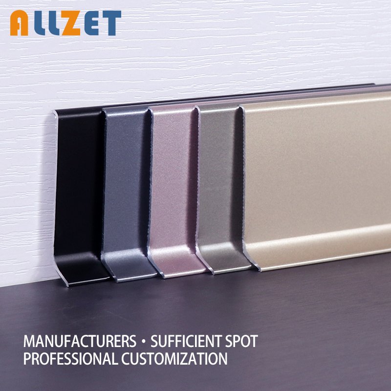 Self-adhesive Aluminum Skirting Profile 60mm Wall Protector Base Curved Metal Coved Skirting Board Baseboard