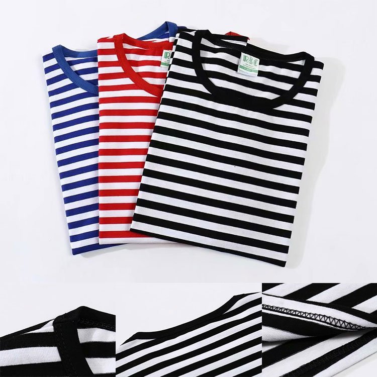 New product wholesale summer casual short-sleeved men's horizontal striped t-shirt custom striped t-shirt