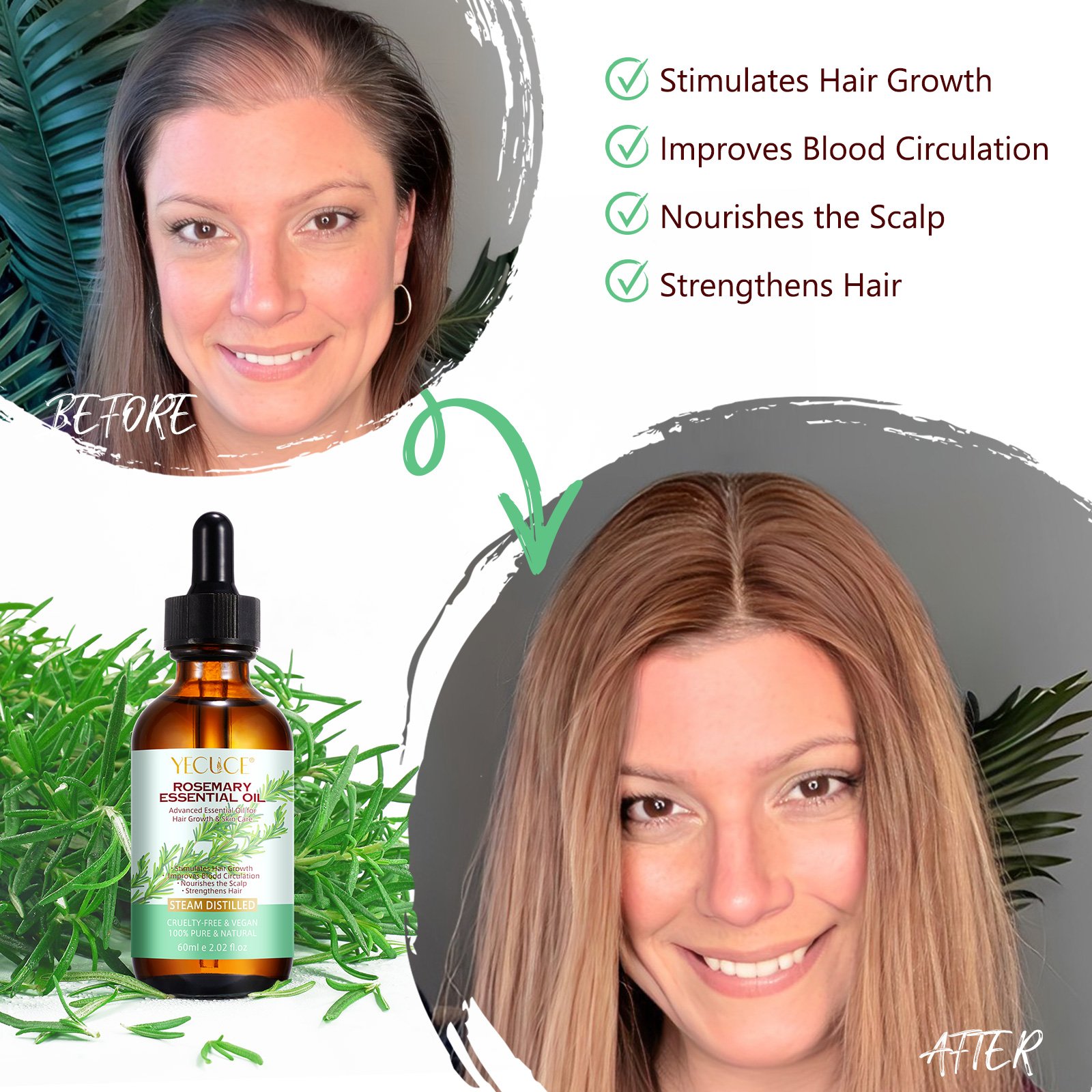 Yecuce Essential Oils Dry Scalp Treatment Aceite Para El Cabello Hair Care Thickening Products Black Castor Oil For Women