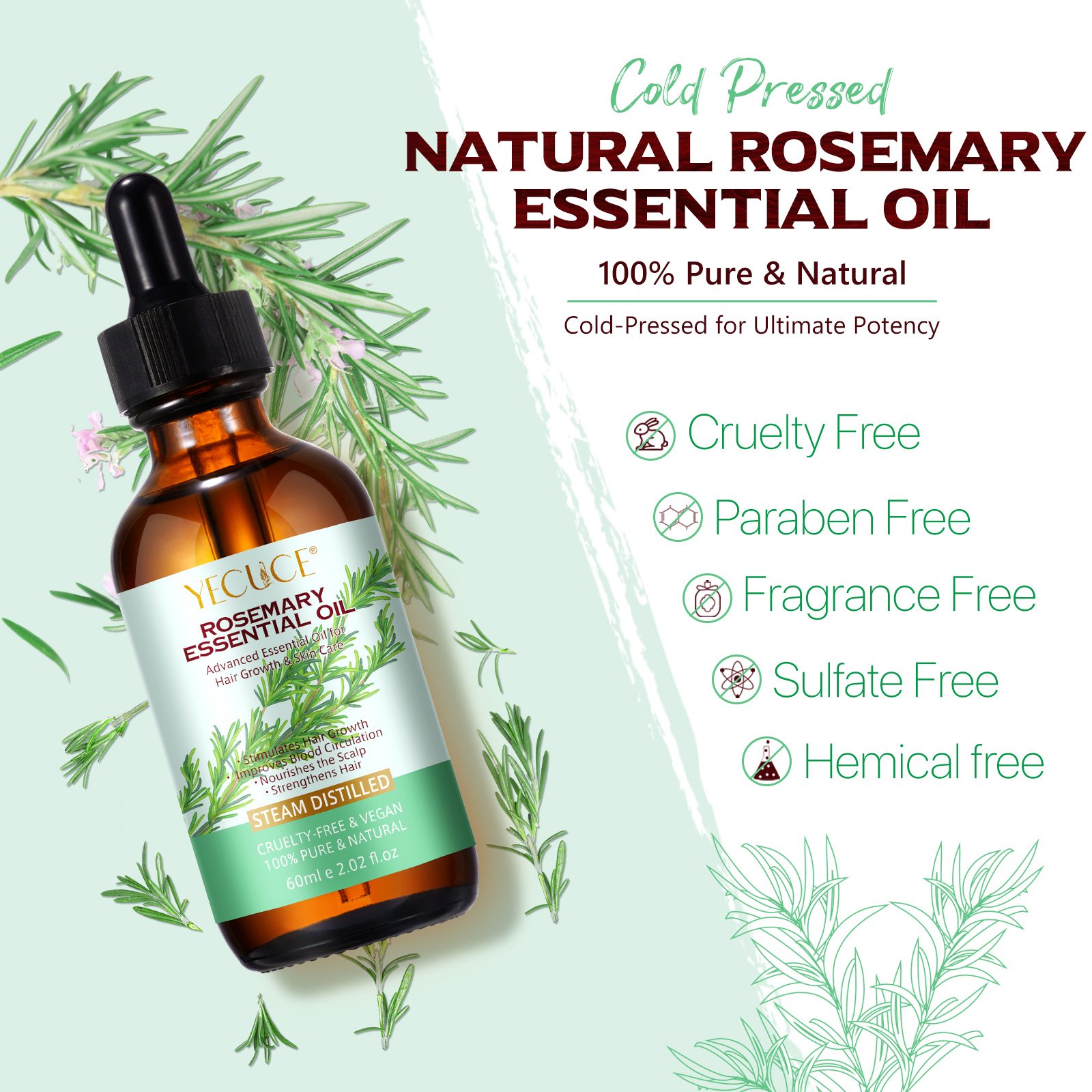 Yecuce Essential Oils Dry Scalp Treatment Aceite Para El Cabello Hair Care Thickening Products Black Castor Oil For Women