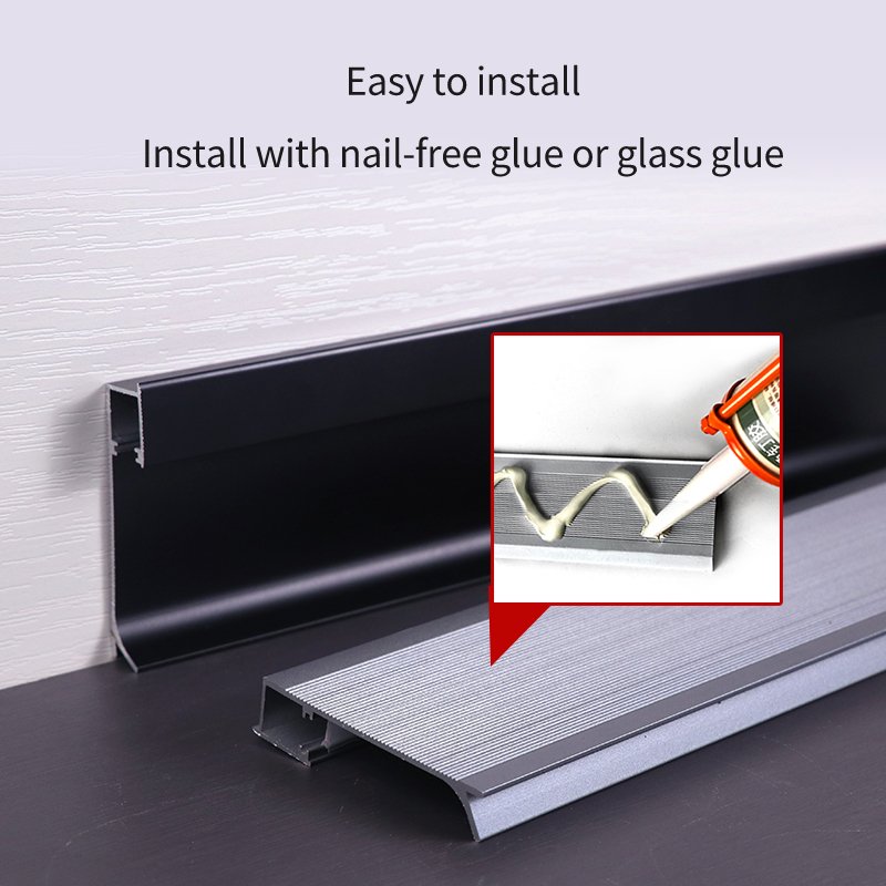 Allzet Production Factory 60mm LED Skirting Lighting Flooring Aluminum Baseboard Led Bar Strip Light Skirting Board Profile