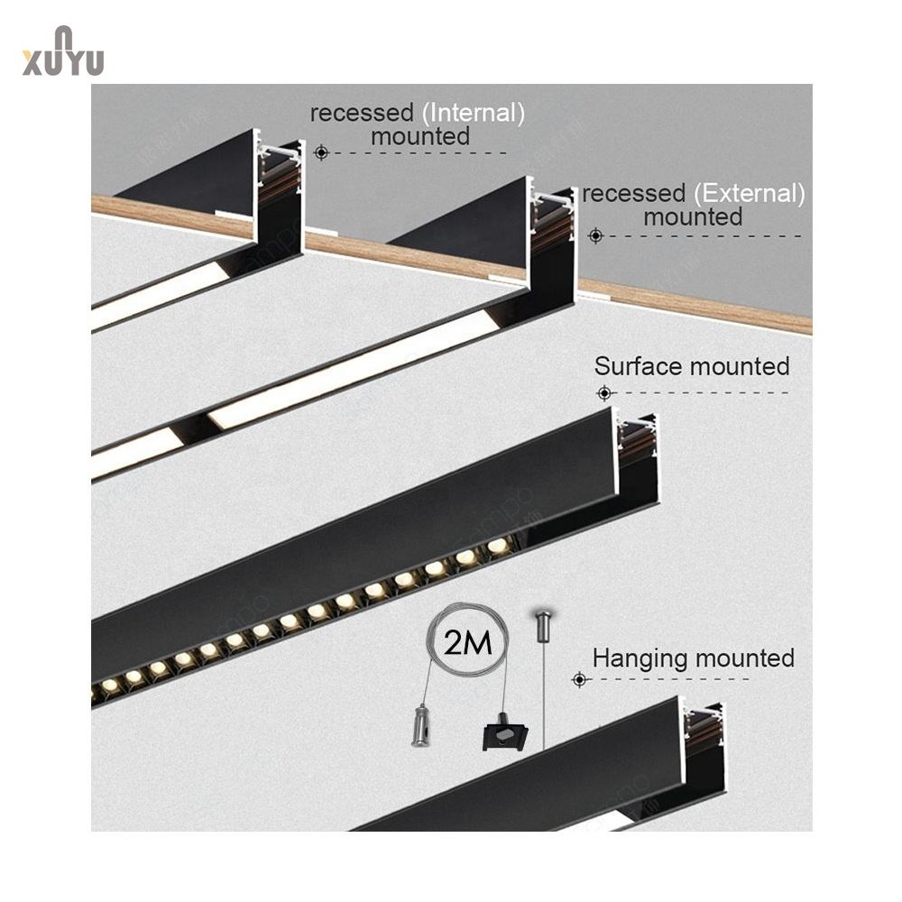 Magnetic Track Light Recessed Track Linear Light LED Ceiling Spotlights Indoor magnetic track system for stretch ceilings