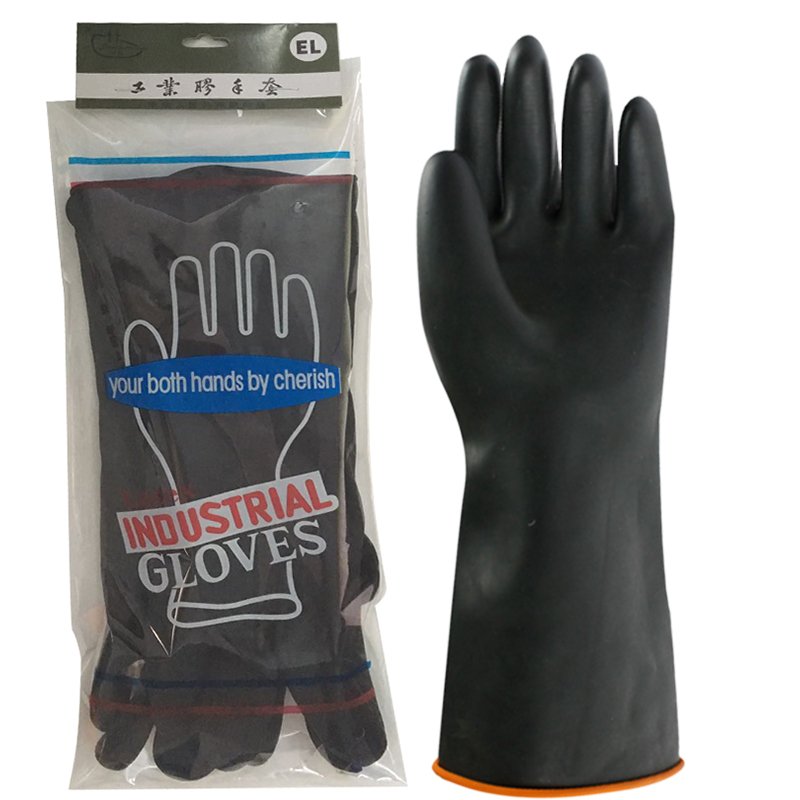 Heavy Duty Black Latex Industrial Gloves Black or Inter Orange Outer Black