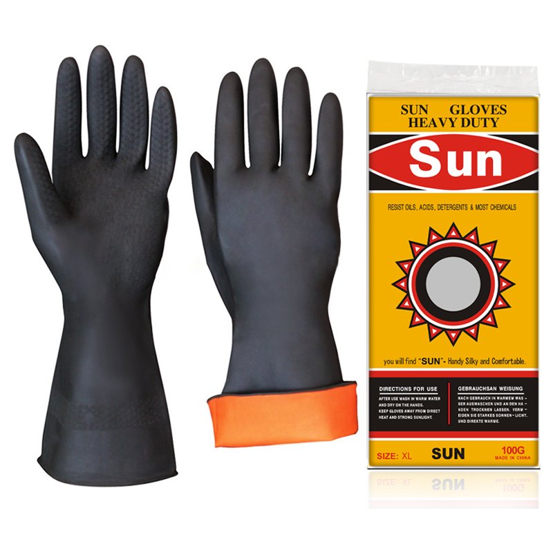 Household Cleaning Products Heavy Duty Gloves Latex 110g Industrial Rubber Chemical Resistant Gloves