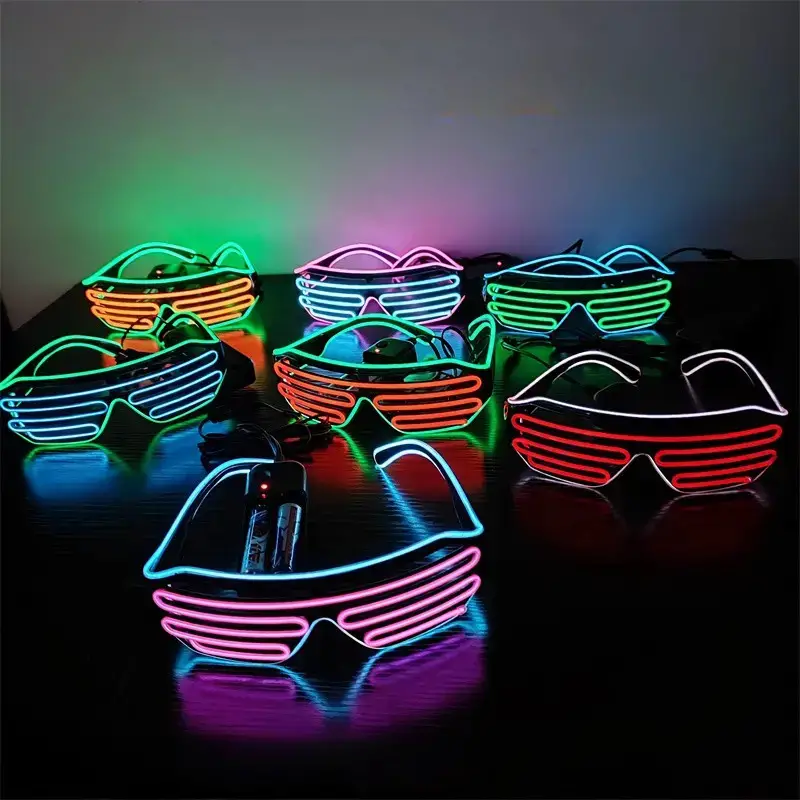 EL Wire Glowing Eyewear Replaceable Battery LED Light Up Rave Party Glasses For Kids Valentine's Day Easter Party Favors