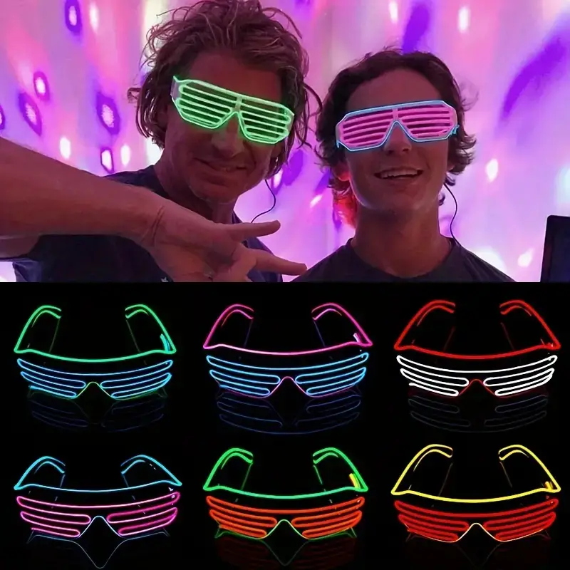 EL Wire Glowing Eyewear Replaceable Battery LED Light Up Rave Party Glasses For Kids Valentine's Day Easter Party Favors