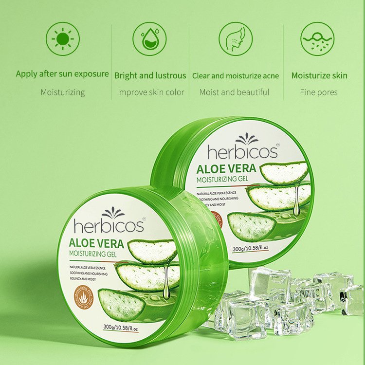 Herbicos ODM/OEM 300ml Private Label Skin Care Fresh Aloe Vera Gel Aloe Vera Gel Organic Products Moisturizing Soothing 99% Pure