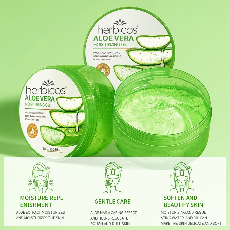 Herbicos ODM/OEM 300ml Private Label Skin Care Fresh Aloe Vera Gel Aloe Vera Gel Organic Products Moisturizing Soothing 99% Pure