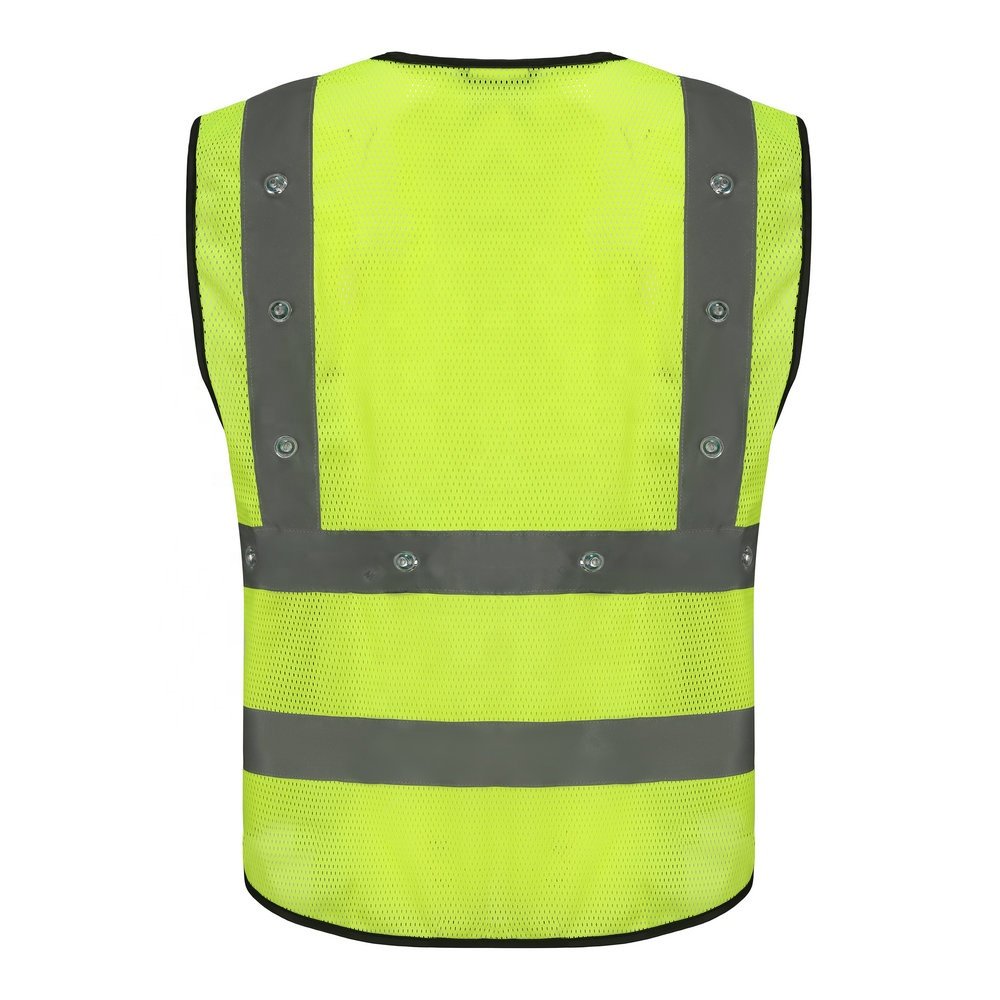 ANSI/ISEA107 Surveyor Construction Traffic Safety Vest High Visibility Workwear Jacket LED Running Vest with LED Flashing Light